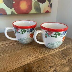 Pioneer Woman Flea Market Country Garden 2 Coffee Tea Mugs Floral